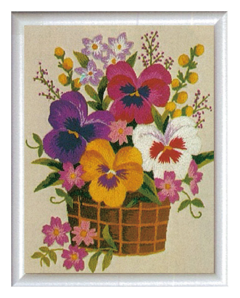 No773 パンジーの花かご 額付きセット