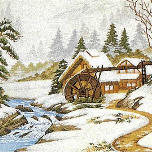No149 冬の水車