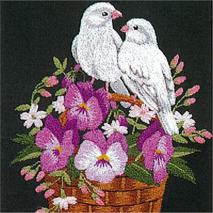No.711 Violets and Little Birds Set with Frame