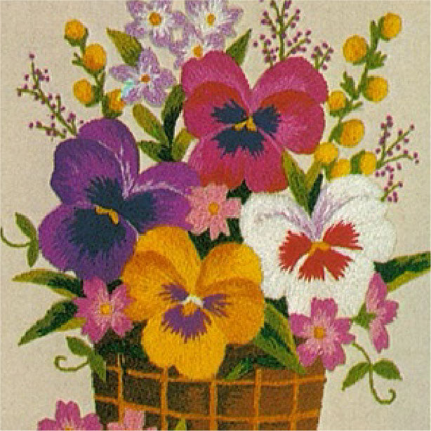 No773 パンジーの花かご  額付きセット