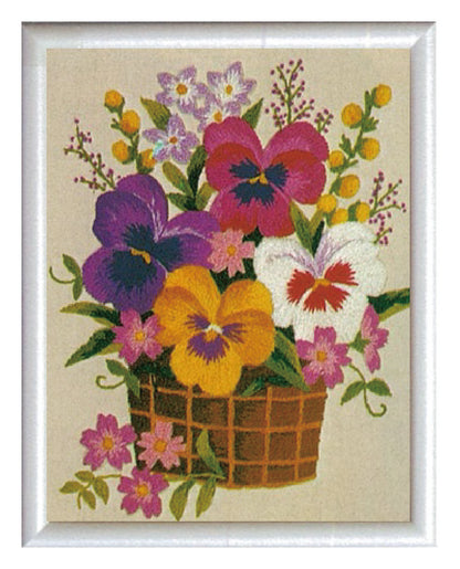 No773 パンジーの花かご  額付きセット